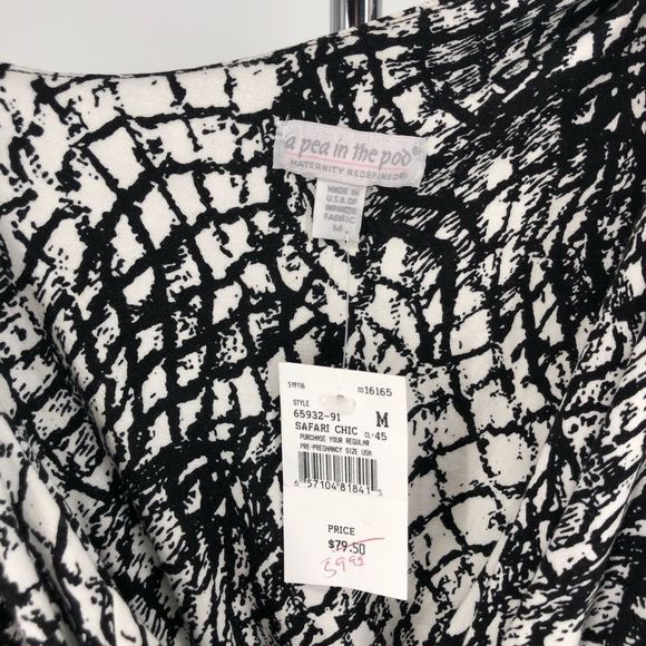 A Pea in the Pod Maternity Black White Animal Print Asymmetrical Strap Dress NWT - Picture 7 of 10